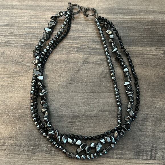Silpada 3 Strand Hematite Necklace #58 Sterling Silver 925 - Picture 2 of 10